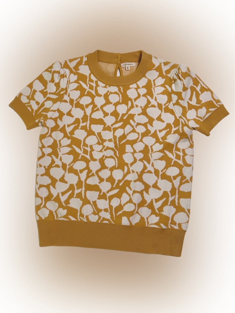 Women’s' Short-Sleeve Knit Top in Mustard Floral - Boden
